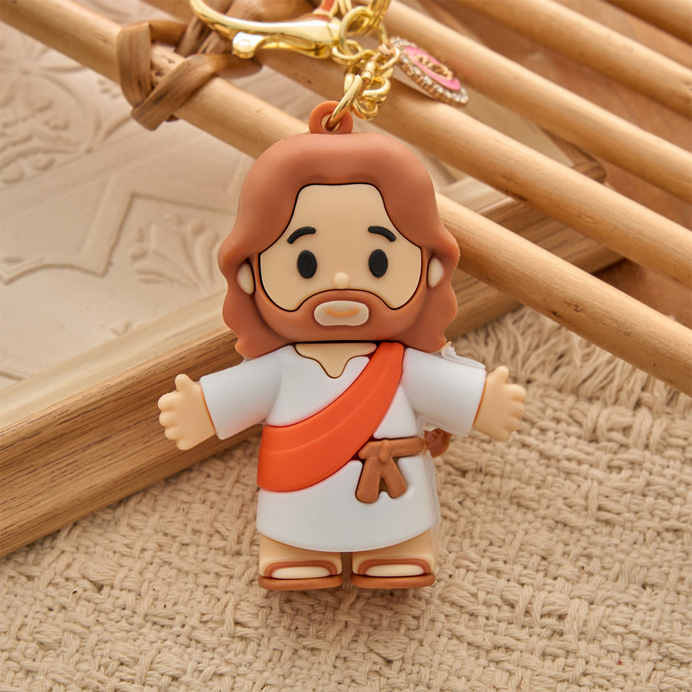 Christianartworkshop Cute Cartoon Sacred Figure Resin Keychain: Emblem of Warm Heavenly Guardianship - image 2