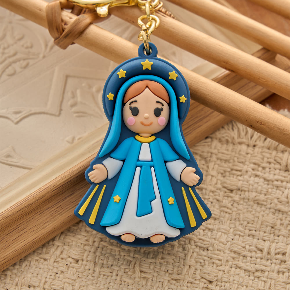 Christianartworkshop Cute Cartoon Sacred Figure Resin Keychain: Emblem of Warm Heavenly Guardianship - image 6
