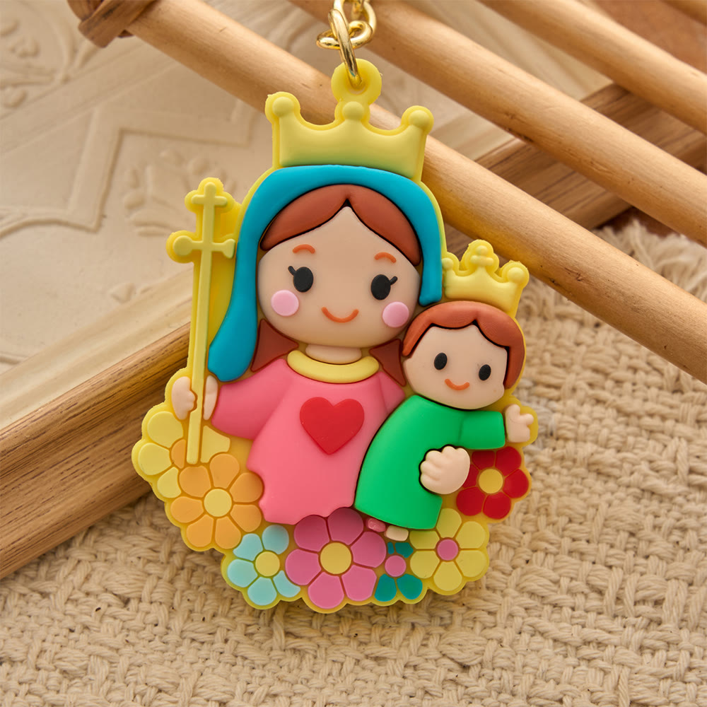 Christianartworkshop Cute Cartoon Sacred Figure Resin Keychain: Emblem of Warm Heavenly Guardianship - image 4