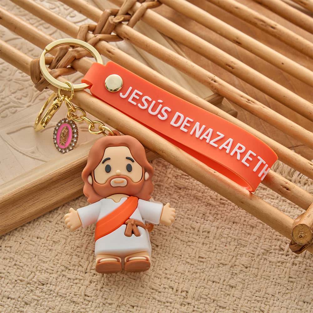Christianartworkshop Cute Cartoon Sacred Figure Resin Keychain: Emblem of Warm Heavenly Guardianship - Jesus - image 1
