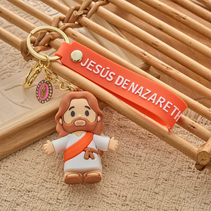 Christianartworkshop Cute Cartoon Sacred Figure Resin Keychain: Emblem of Warm Heavenly Guardianship - Jesus - image 1