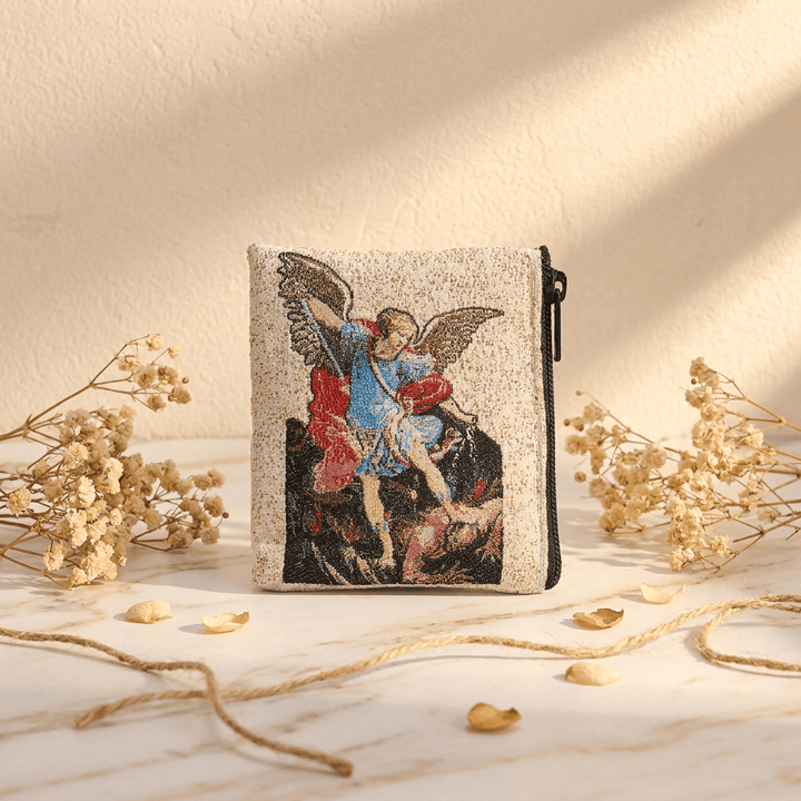 Christianartworkshop Sacred Figure Printed Fabric Rosary Case: Token of Gentle Divine Peace - St. Michael the Archangel - image 4