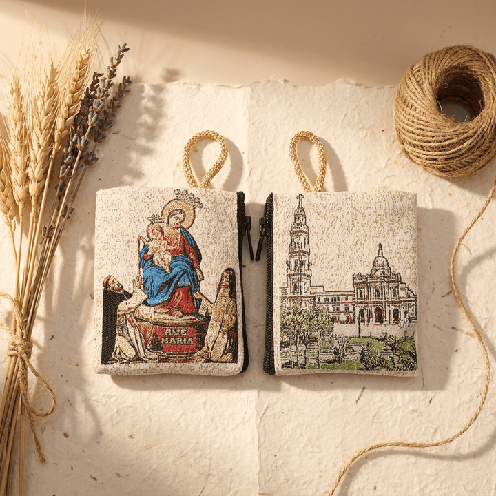 Christianartworkshop Sacred Figure Printed Fabric Rosary Case: Token of Gentle Divine Peace - Madonna and Child - image 5