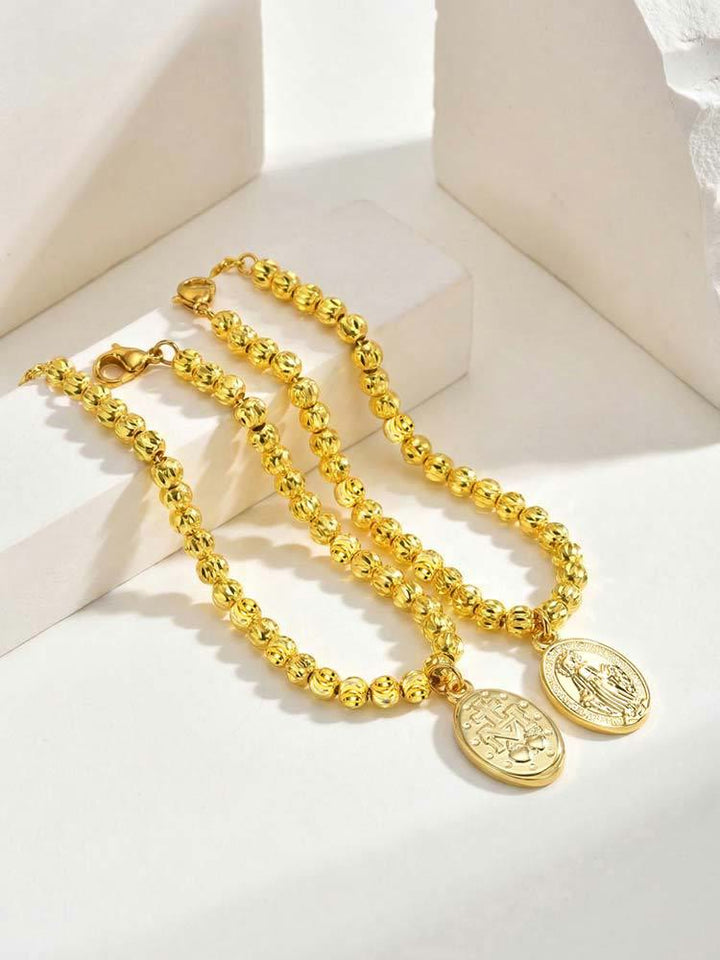 Christianartworkshop Textured Bead‑Chain Medal Bracelet: Token of Sustained Inner Fortitude - image 39