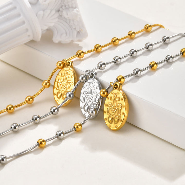 Christianartworkshop Textured Bead‑Chain Medal Bracelet: Token of Sustained Inner Fortitude - image 13