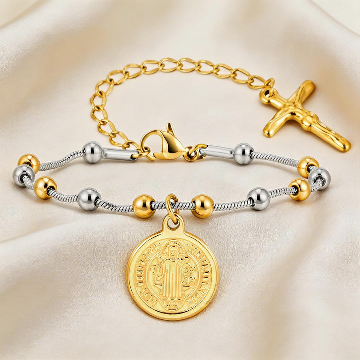 Christianartworkshop Textured Bead‑Chain Medal Bracelet: Token of Sustained Inner Fortitude - image 30