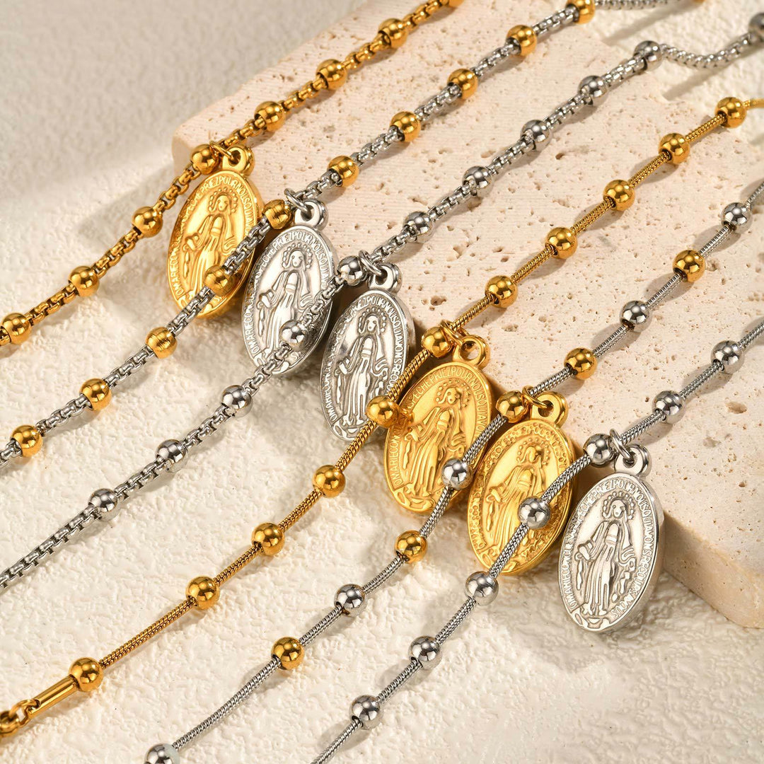 Christianartworkshop Textured Bead‑Chain Medal Bracelet: Token of Sustained Inner Fortitude - image 11