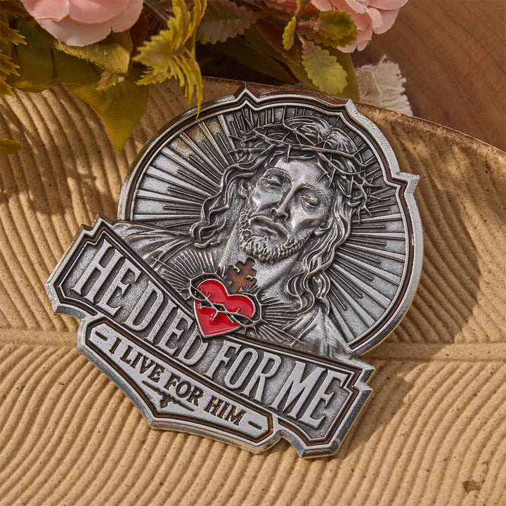 FREE Today: Vintage Magnetic He Died For Me Metal Car Emblem: Emblem of Boundless Loving Mercy - image 2