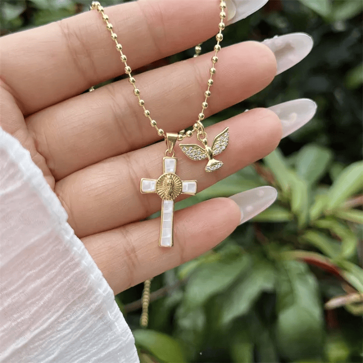 FREE Today: Pastel Inlaid Cross Necklace With Sparkling Wing Charm: Emblem of Soft Heavenly Protection - image 8
