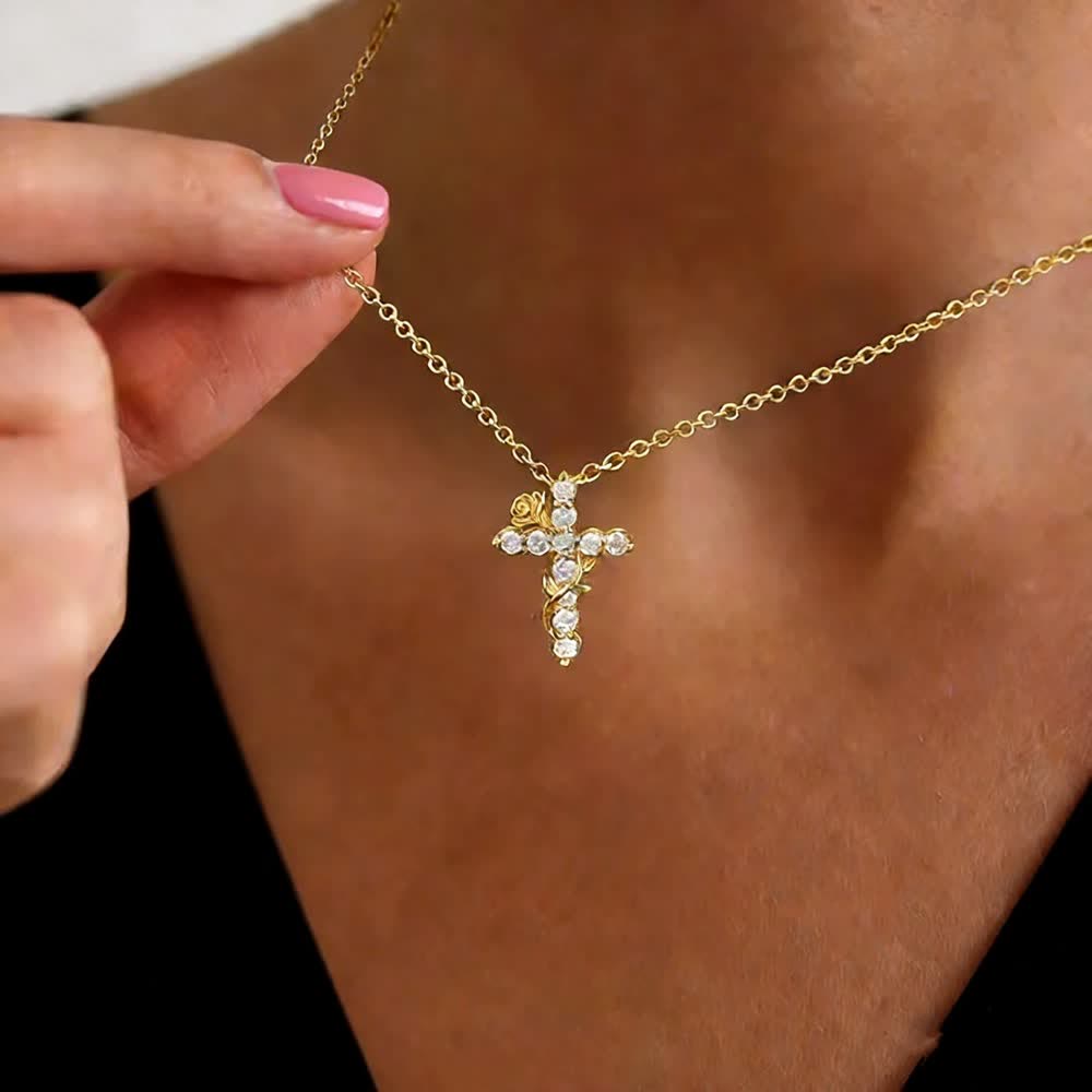 FREE Today: Crystal Rose Vine Cross Pendant Necklace: Token of Gentle Heavenly Mercy - image 2
