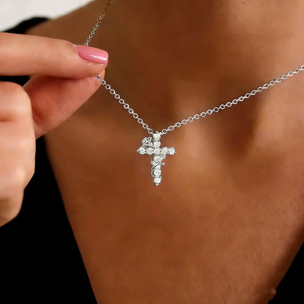 FREE Today: Crystal Rose Vine Cross Pendant Necklace: Token of Gentle Heavenly Mercy - image 6