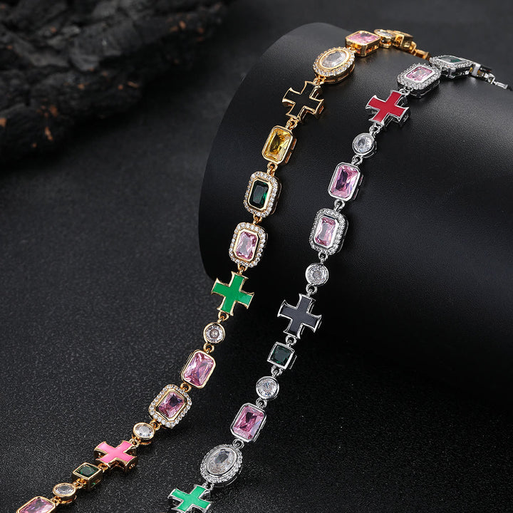 Christianartworkshop Ornate Multi‑Stone Cross Interlocking Chain: Token of Abiding Watchful Safeguard - image 5
