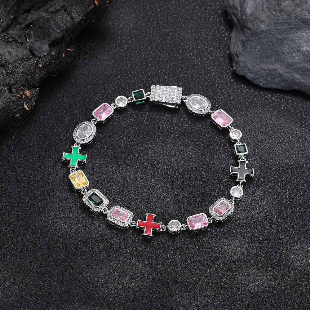 Christianartworkshop Ornate Multi‑Stone Cross Interlocking Chain: Token of Abiding Watchful Safeguard - image 8