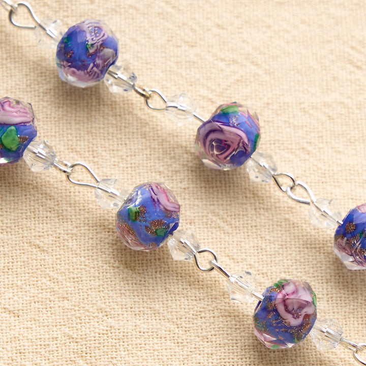 Christianartworkshop Compact Floral Glass Pocket & Car Rosary With Our Lady Medallion: Emblem of Gentle Heavenly Solace - image 8