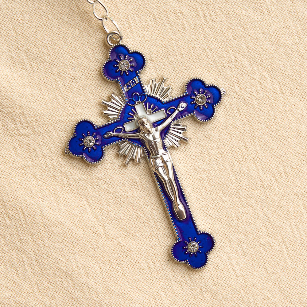 Christianartworkshop Compact Floral Glass Pocket & Car Rosary With Our Lady Medallion: Emblem of Gentle Heavenly Solace - image 10