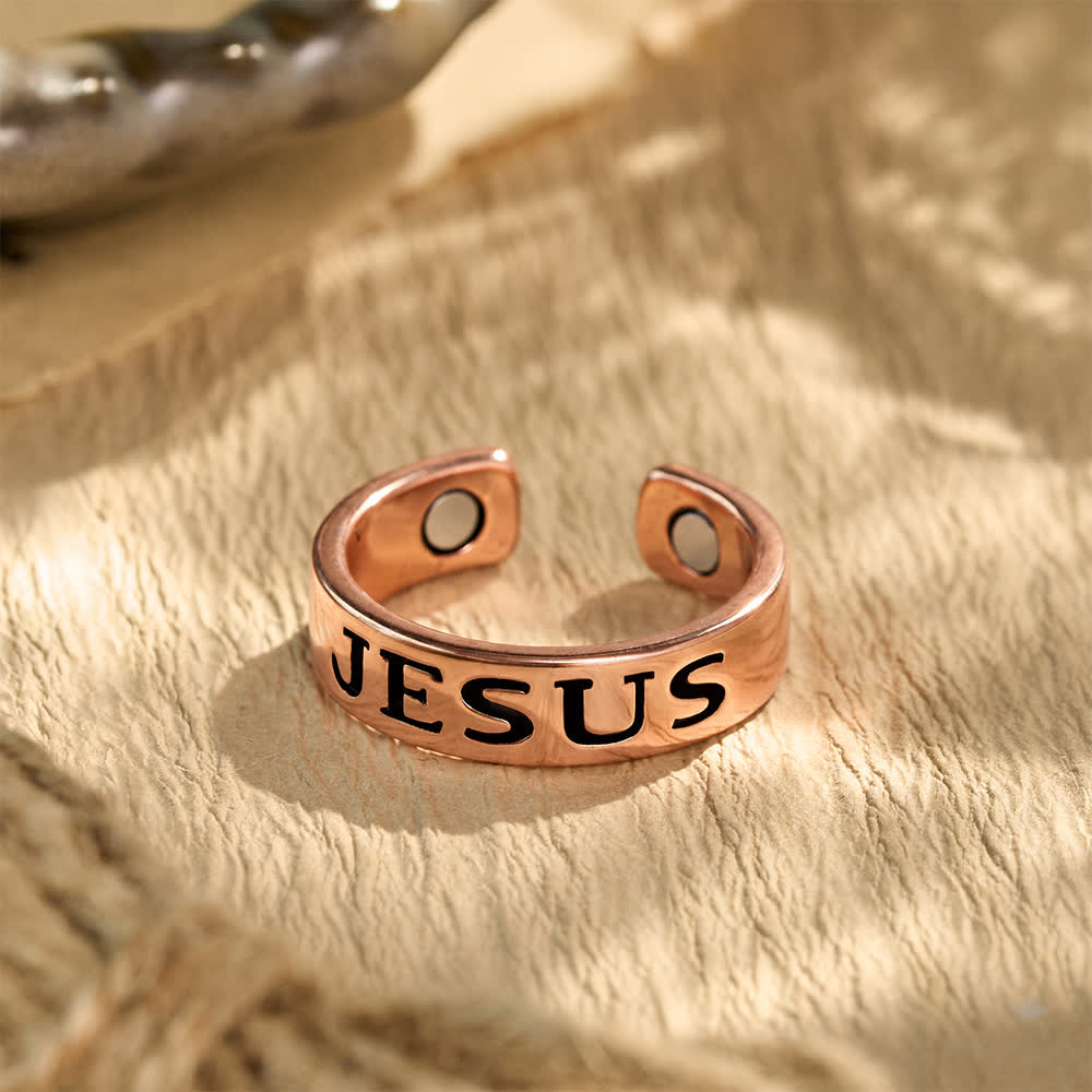 FREE Today: Classic Jesus Engraved Text Open Band Ring: Bearer of Calm Timeless Spiritual Peace - Jesus(Suitable for US Sizes 6-9) - image 0