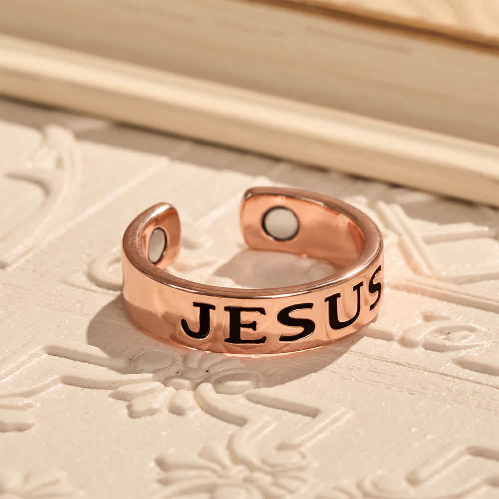 FREE Today: Classic Jesus Engraved Text Open Band Ring: Bearer of Calm Timeless Spiritual Peace - image 2