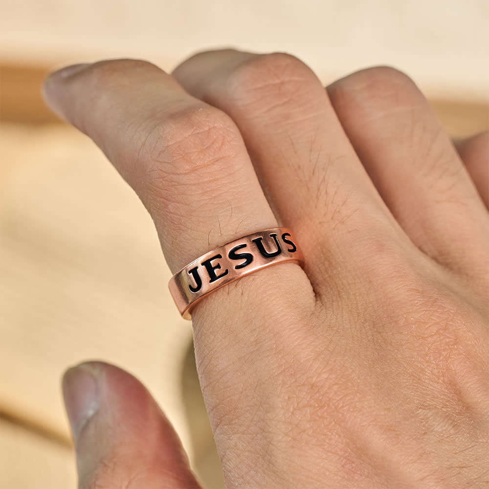 FREE Today: Classic Jesus Engraved Text Open Band Ring: Bearer of Calm Timeless Spiritual Peace - image 1