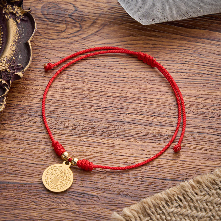 Christianartworkshop Figure‑Embossed Medal Woven Bracelet: Wearable Keepsake Of Timeless Heavenly Grace - St. Benedict - image 3