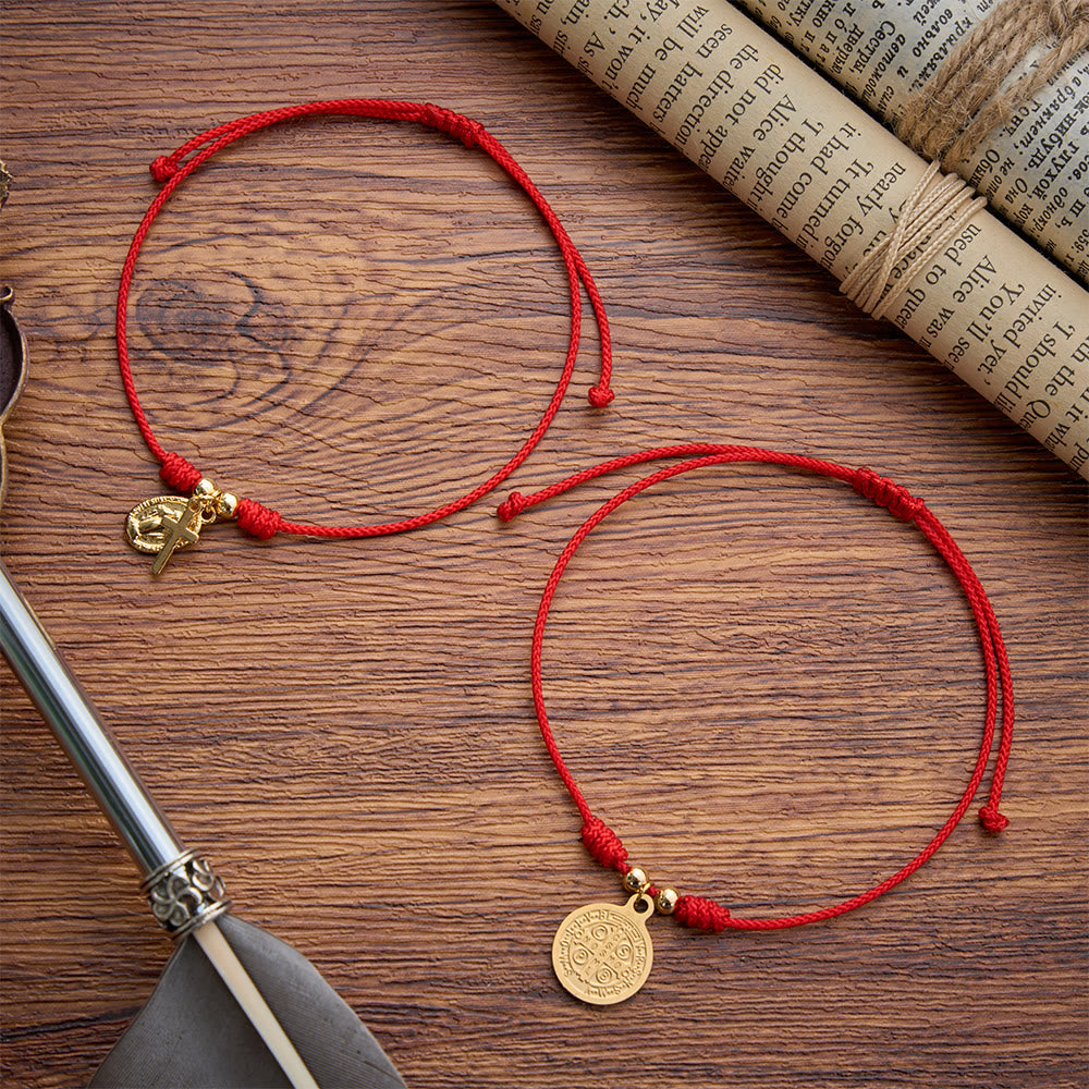 Christianartworkshop Figure‑Embossed Medal Woven Bracelet: Wearable Keepsake Of Timeless Heavenly Grace - image 1