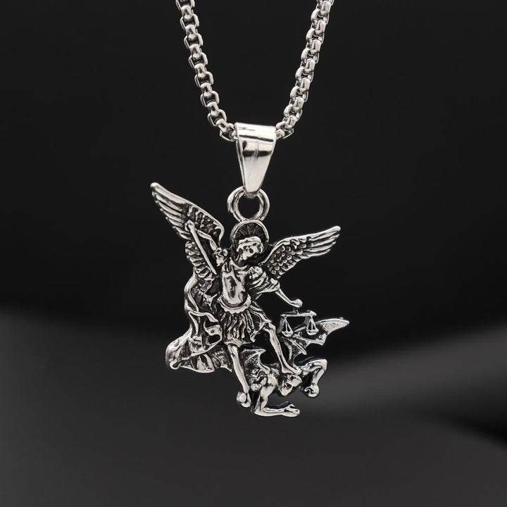 Christianartworkshop Intricate Sculpted Saint Michael Pendant Necklace With Justice Scales: Emblem Of Mighty Heavenly Safeguard - image 2