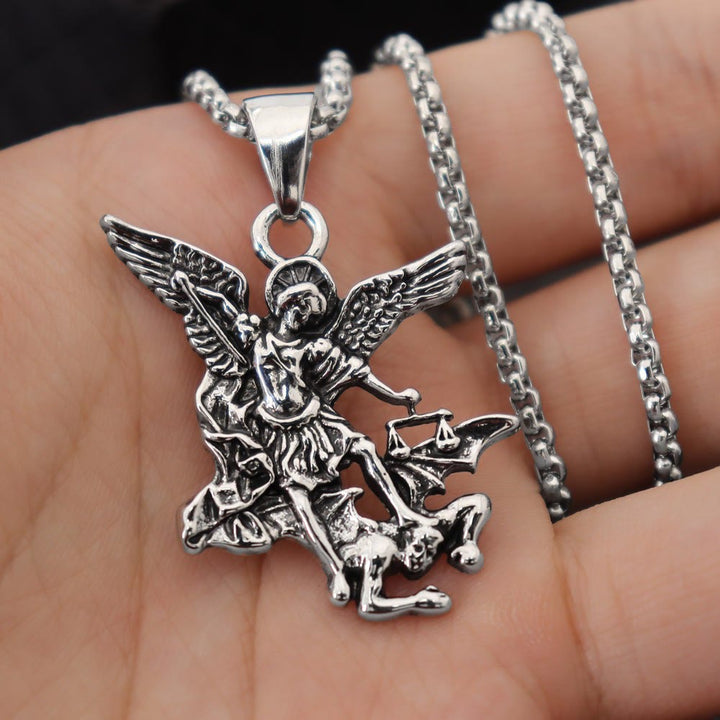 Christianartworkshop Intricate Sculpted Saint Michael Pendant Necklace With Justice Scales: Emblem Of Mighty Heavenly Safeguard - image 5
