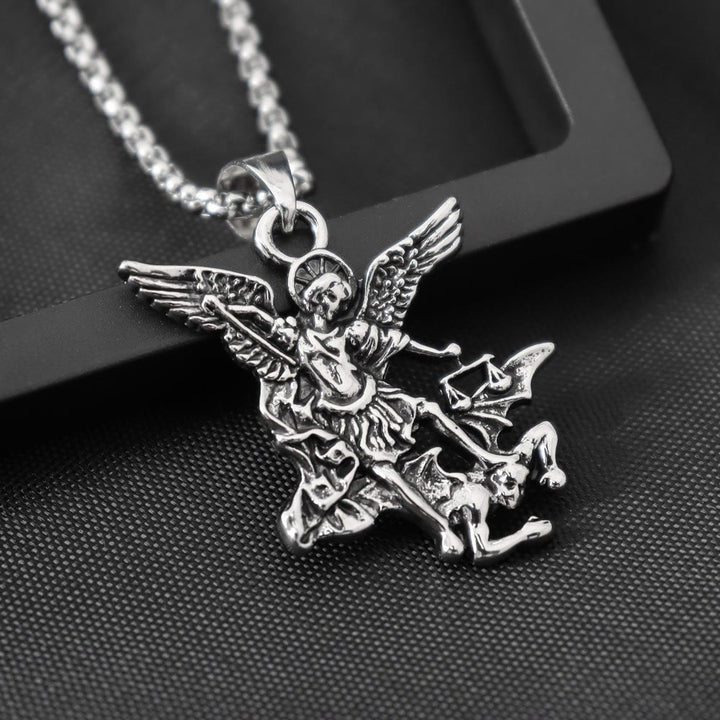Christianartworkshop Intricate Sculpted Saint Michael Pendant Necklace With Justice Scales: Emblem Of Mighty Heavenly Safeguard - image 3