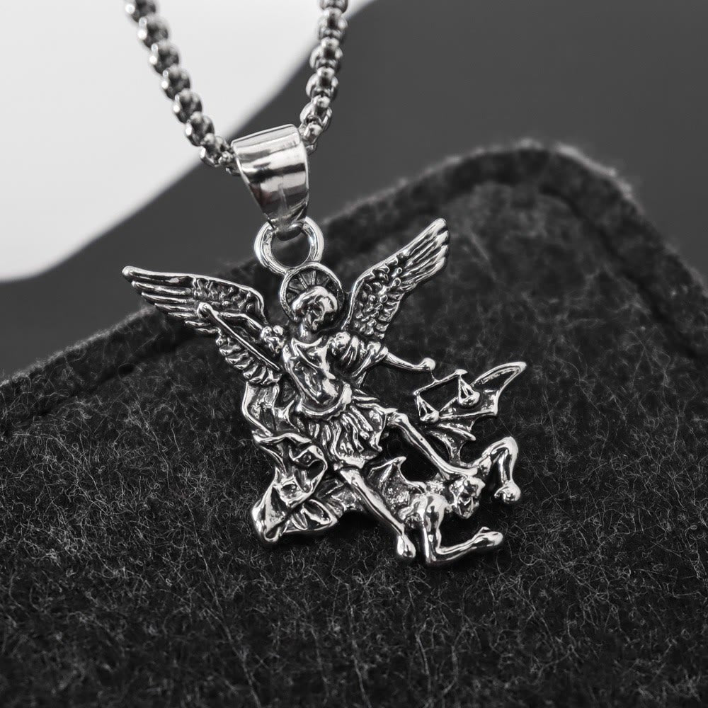 Christianartworkshop Intricate Sculpted Saint Michael Pendant Necklace With Justice Scales: Emblem Of Mighty Heavenly Safeguard - image 4