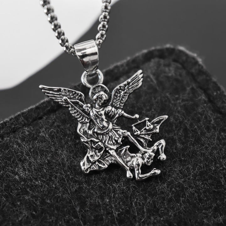 Christianartworkshop Intricate Sculpted Saint Michael Pendant Necklace With Justice Scales: Emblem Of Mighty Heavenly Safeguard - image 4