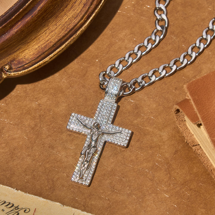 Christianartworkshop Glam Bling Crucifix Curb Chain Necklace: Wearable Talisman Of Timeless Heavenly Grace - image 2