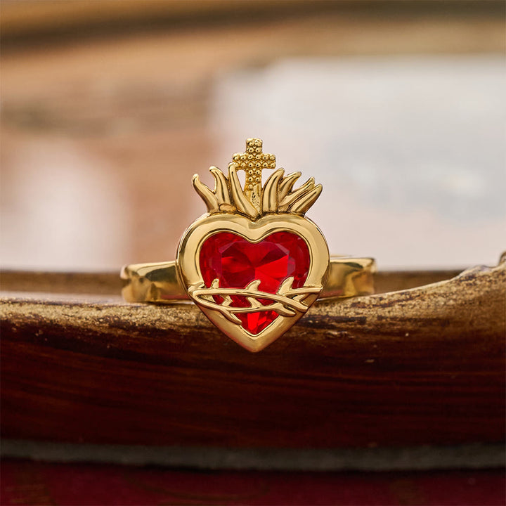 Christianartworkshop Sculpted Sacred Heart Open Band Ring: Emblem Of Tender Heavenly Shelter - Sacred Heart K( Suitable for US Sizes 6‑9) - image 19