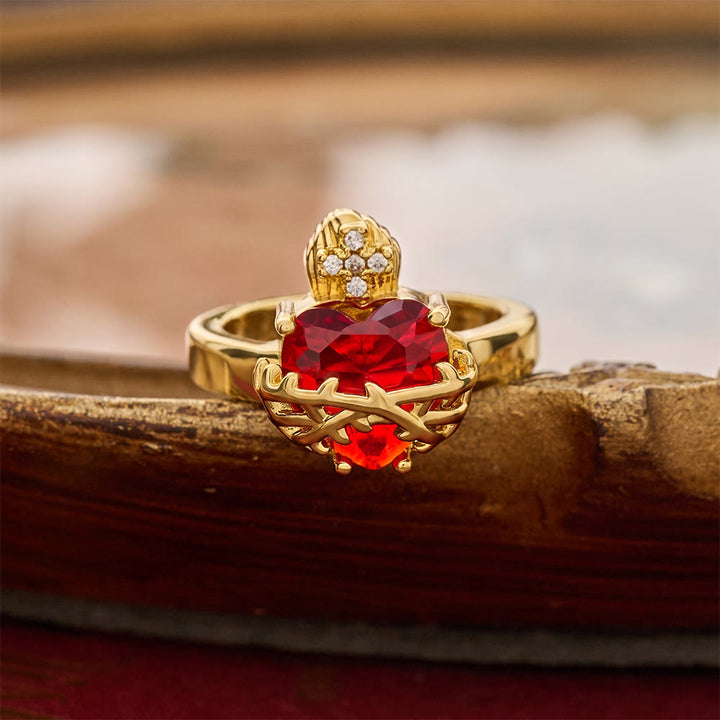 Christianartworkshop Sculpted Sacred Heart Open Band Ring: Emblem Of Tender Heavenly Shelter - Sacred Heart J( Suitable for US Sizes 6‑9) - image 17
