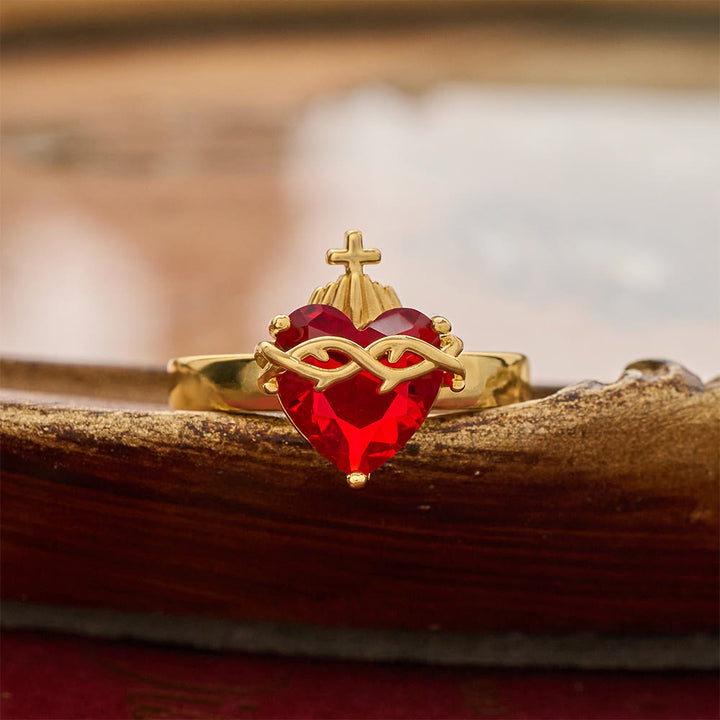 Christianartworkshop Sculpted Sacred Heart Open Band Ring: Emblem Of Tender Heavenly Shelter - Sacred Heart C( Suitable for US Sizes 6‑9) - image 4