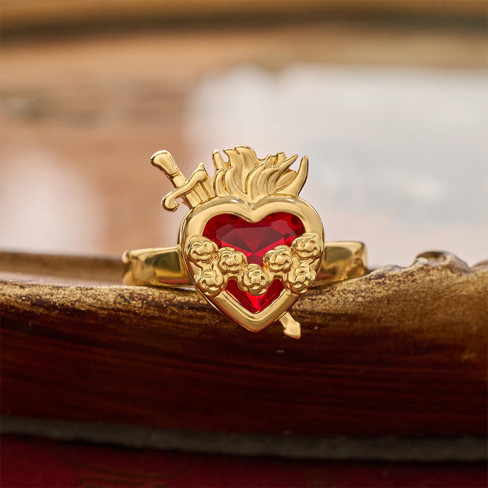 Christianartworkshop Sculpted Sacred Heart Open Band Ring: Emblem Of Tender Heavenly Shelter - Sacred Heart I( Suitable for US Sizes 6‑9) - image 15