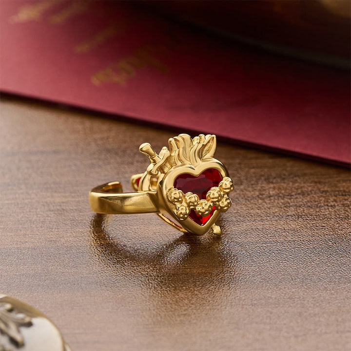 Christianartworkshop Sculpted Sacred Heart Open Band Ring: Emblem Of Tender Heavenly Shelter - image 16