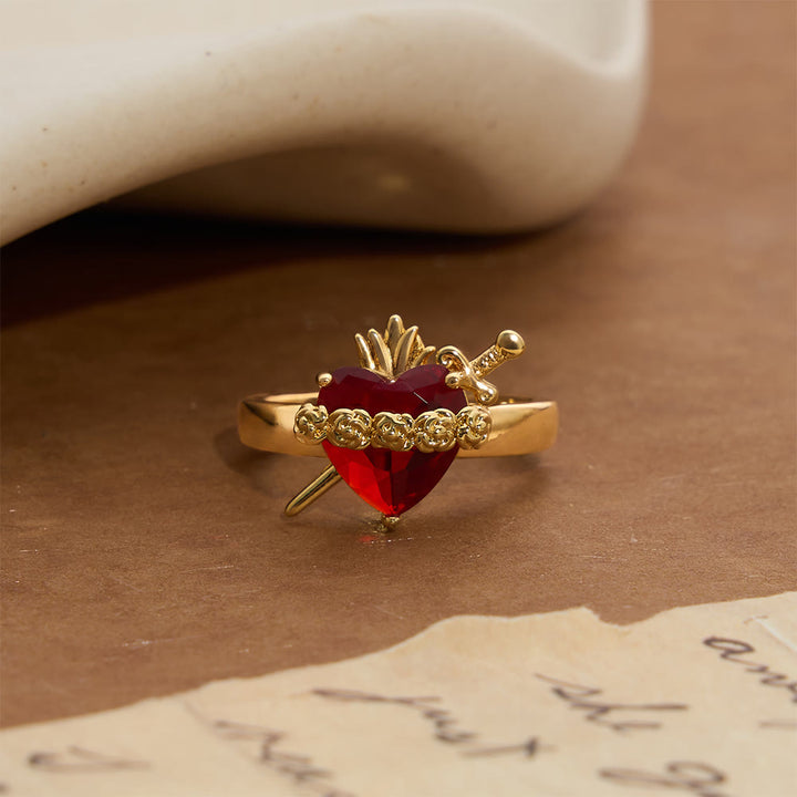 Christianartworkshop Sculpted Sacred Heart Open Band Ring: Emblem Of Tender Heavenly Shelter - Sacred Heart E( Suitable for US Sizes 6‑9) - image 7