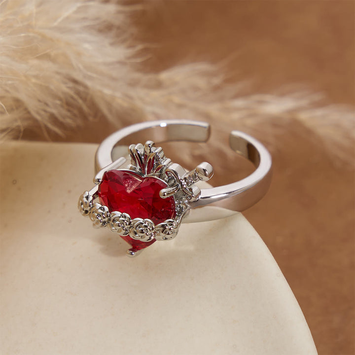 Christianartworkshop Sculpted Sacred Heart Open Band Ring: Emblem Of Tender Heavenly Shelter - image 10