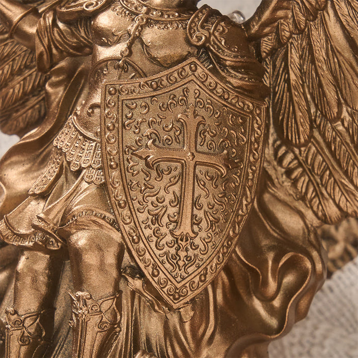 Christianartworkshop Grand Winged Saint Michael Wall Sculpture With Backlight: Emblem Of Noble Heavenly Shelter - image 7