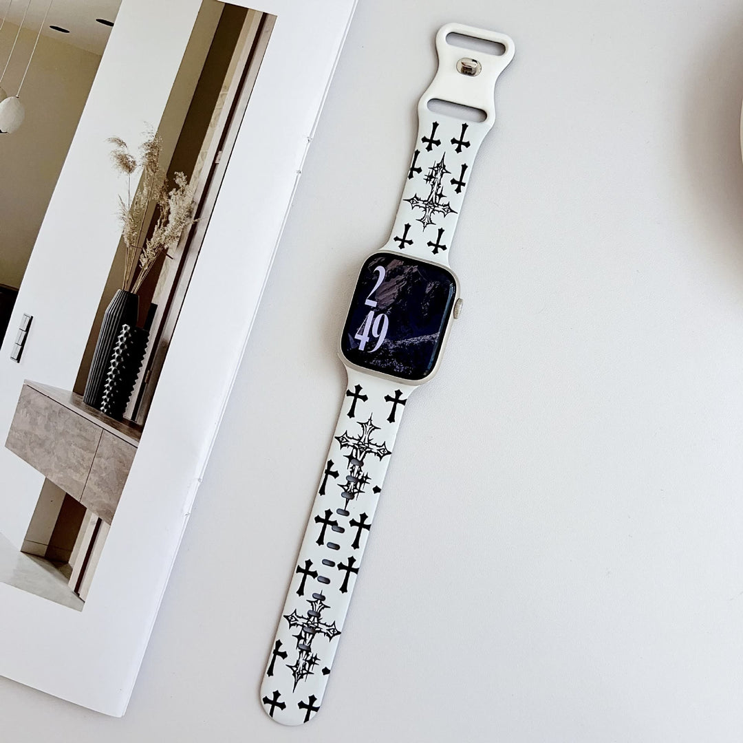Christianartworkshop Gothic‑Style Multi‑Cross Silicone Watch Strap (Watch Not Included): Talisman Of Timeless Heavenly Grace - Black Cross - image 2
