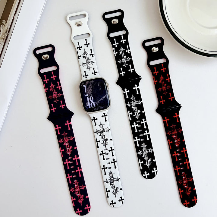 Christianartworkshop Gothic‑Style Multi‑Cross Silicone Watch Strap (Watch Not Included): Talisman Of Timeless Heavenly Grace - image 1