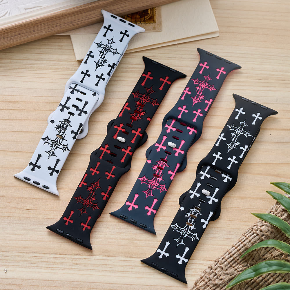 Christianartworkshop Gothic‑Style Multi‑Cross Silicone Watch Strap (Watch Not Included): Talisman Of Timeless Heavenly Grace - image 0