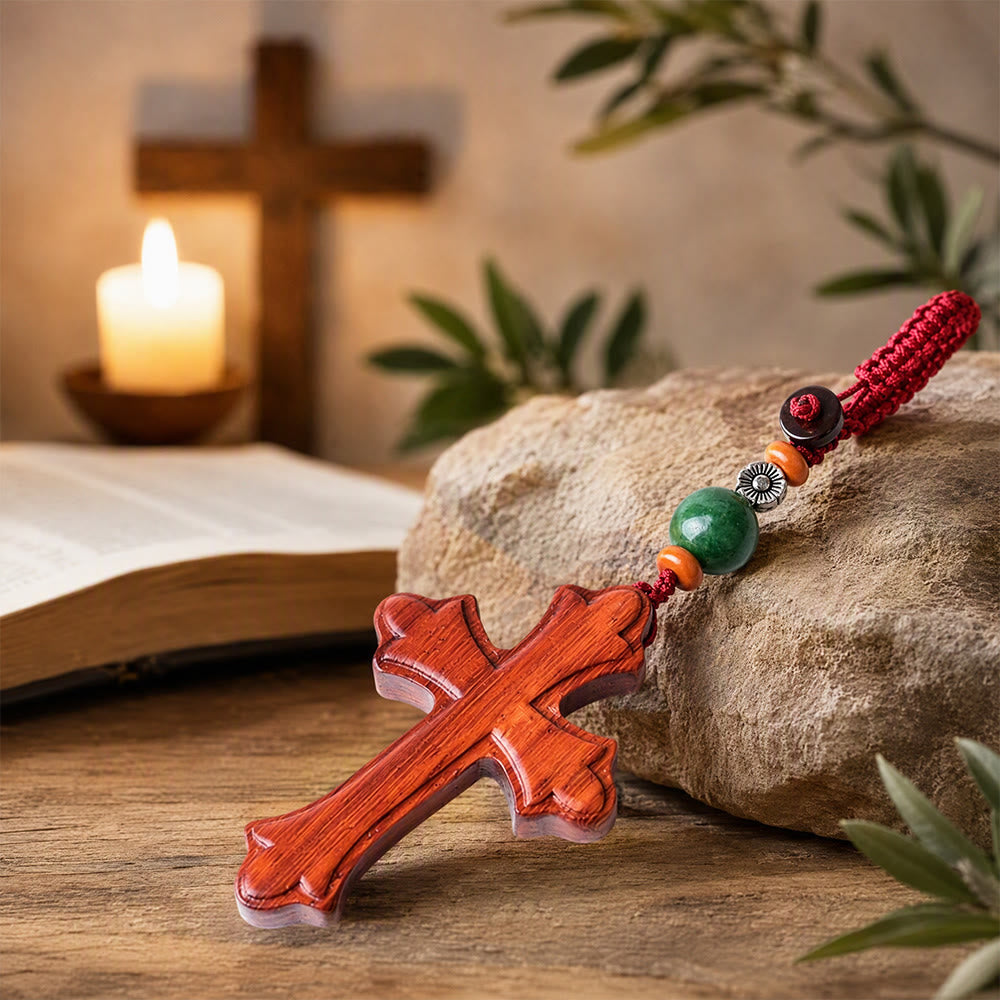 Christianartworkshop Multi‑Style Carved Solid Wood Cross Keychain: Symbol Of Gentle Spiritual Fortitude - image 7