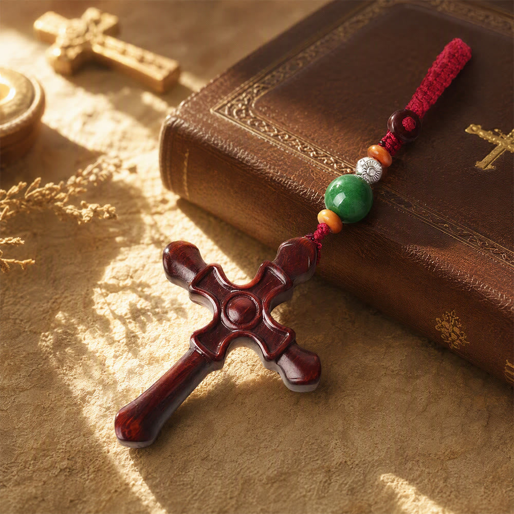 Christianartworkshop Multi‑Style Carved Solid Wood Cross Keychain: Symbol Of Gentle Spiritual Fortitude - image 5