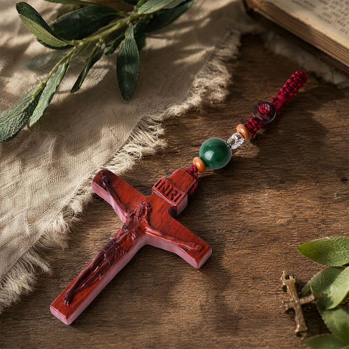 Christianartworkshop Multi‑Style Carved Solid Wood Cross Keychain: Symbol Of Gentle Spiritual Fortitude - image 3