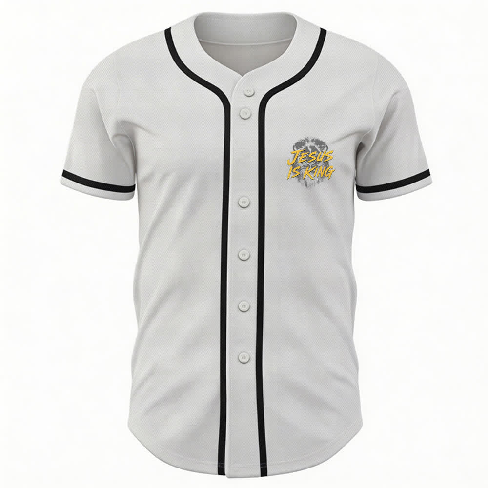 Christianartworkshop Jesus Is King Lion Graphic Mesh Baseball Jersey - image 9