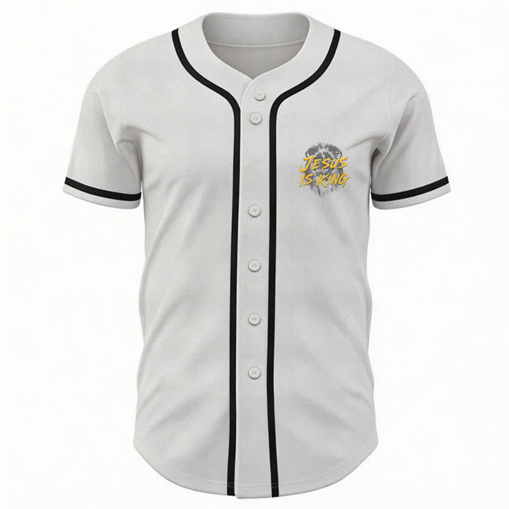 Christianartworkshop Jesus Is King Lion Graphic Mesh Baseball Jersey - image 9