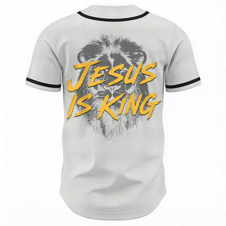 Christianartworkshop Jesus Is King Lion Graphic Mesh Baseball Jersey - image 8