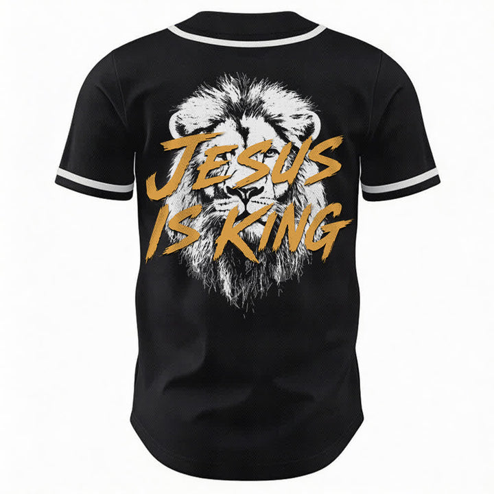 Christianartworkshop Jesus Is King Lion Graphic Mesh Baseball Jersey - image 15