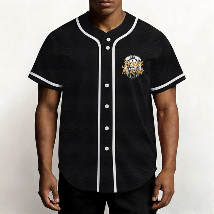 Christianartworkshop Jesus Is King Lion Graphic Mesh Baseball Jersey - image 20
