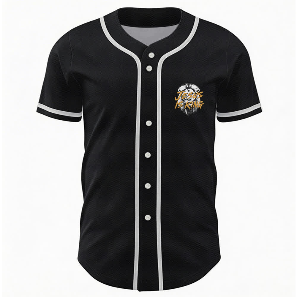 Christianartworkshop Jesus Is King Lion Graphic Mesh Baseball Jersey - image 16